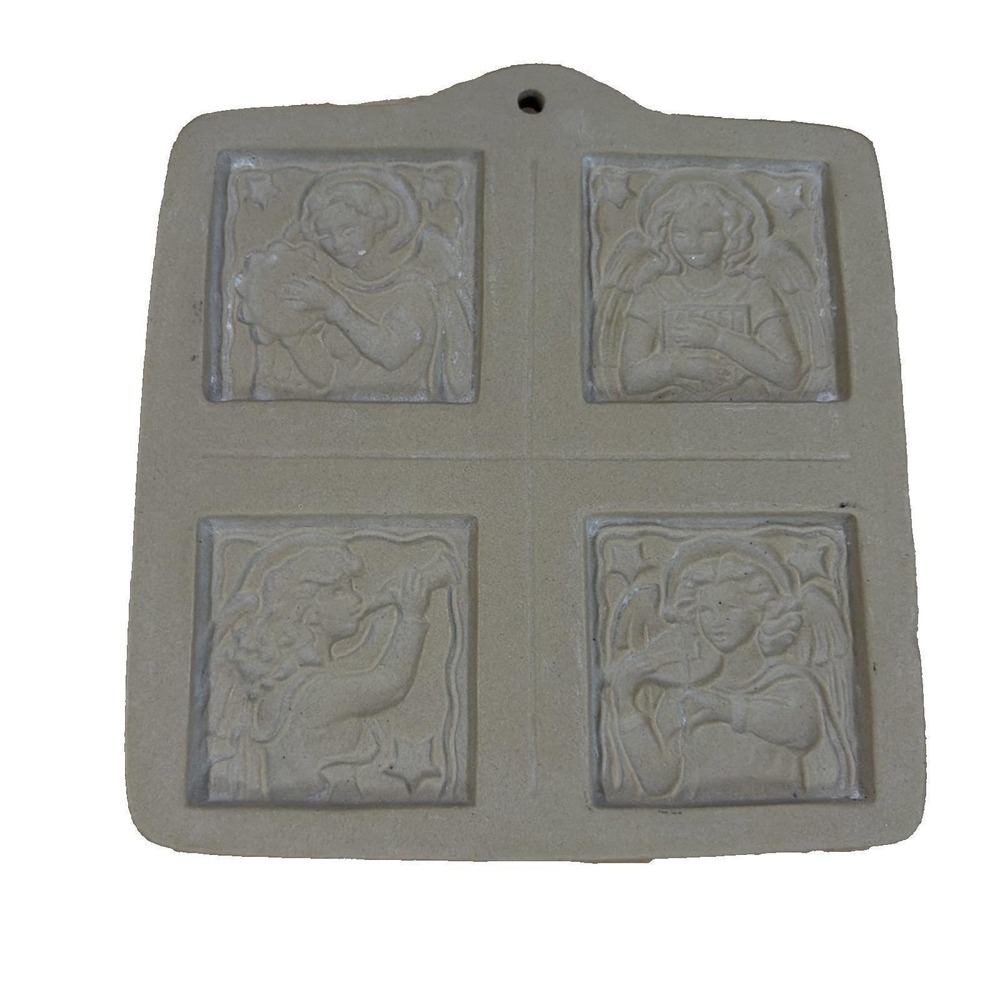 Vintage 1995 Brown Bag Paper Art Hill  Angel Stoneware Mold Wall Hanging 6x6
